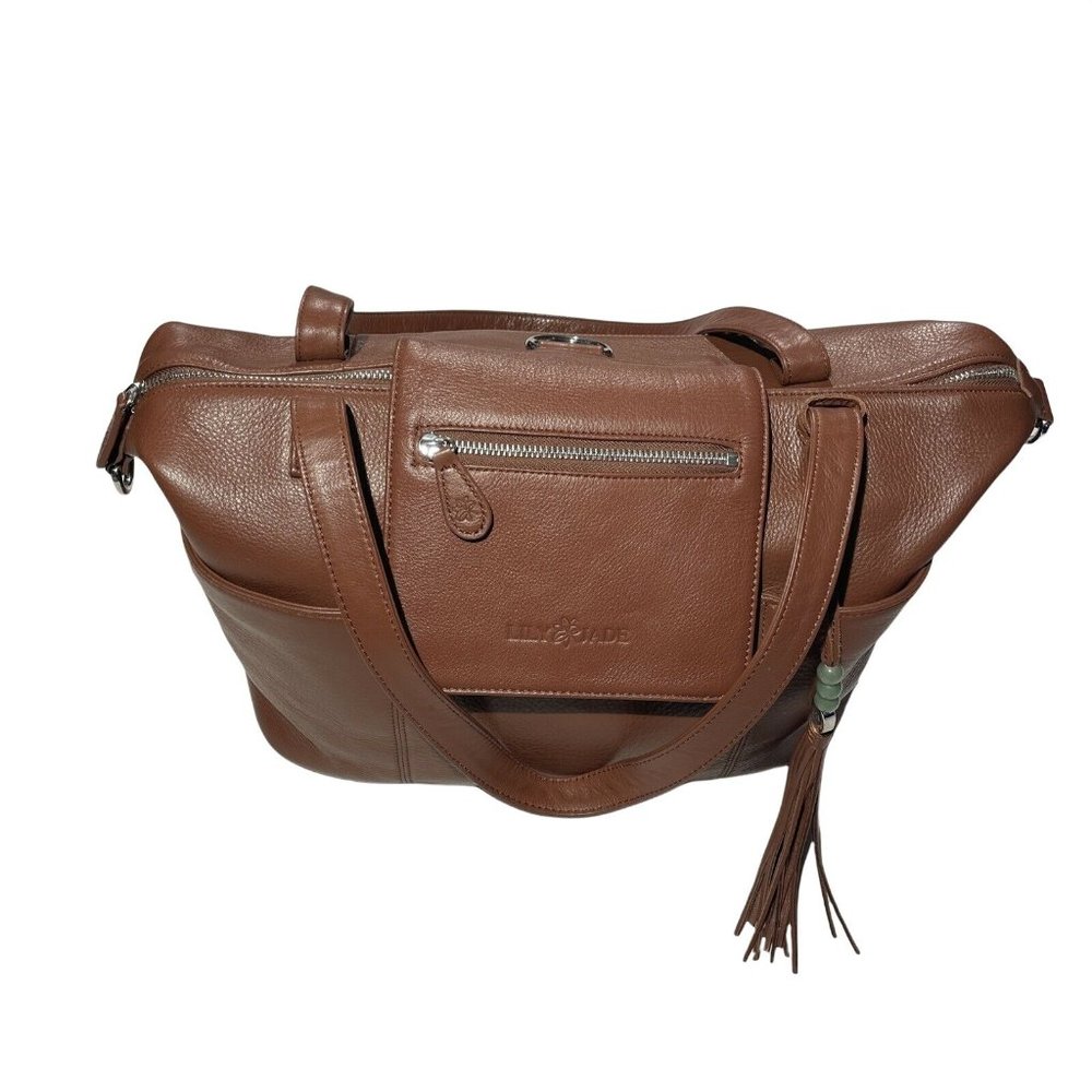 LILY JADE Brown Leather Diaper Bag.